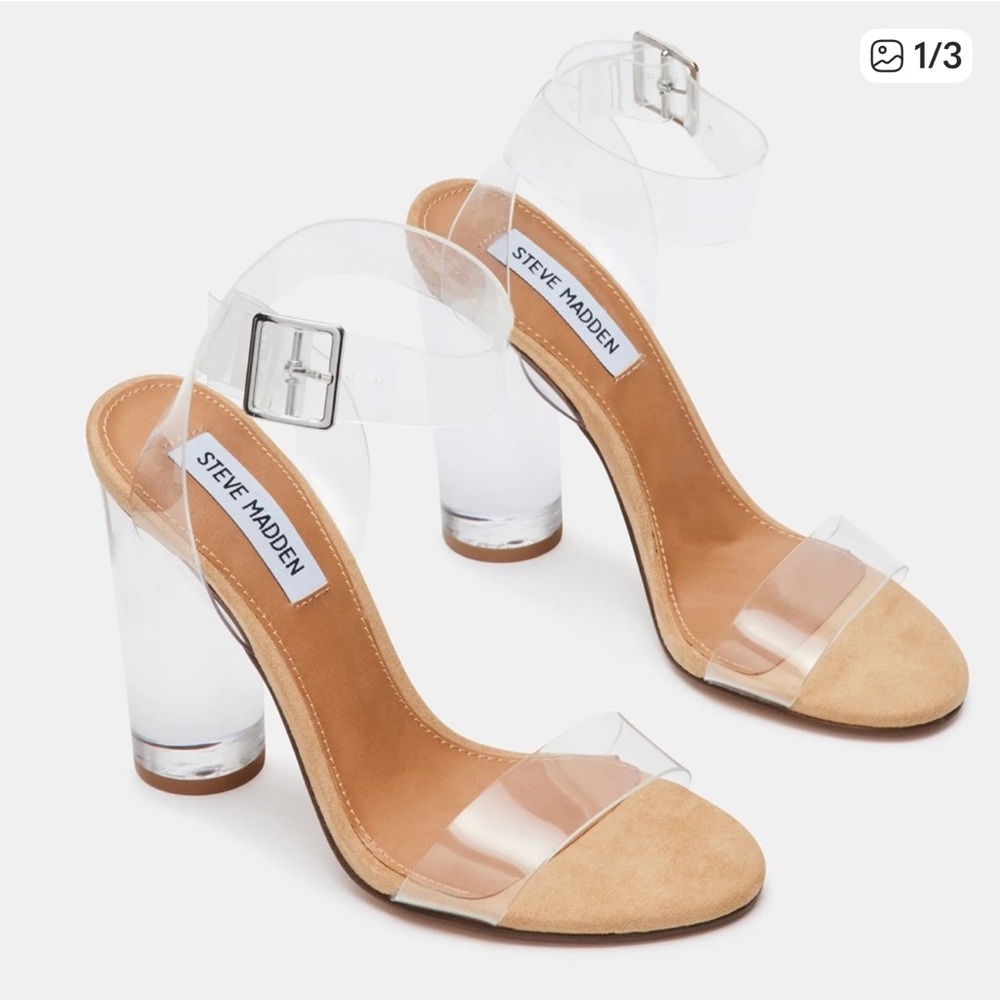 Steve Madden see through clear block high heels size 6.5